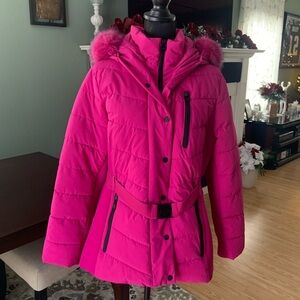 Michael Kors Fuchsia Puffer Jacket with Belt